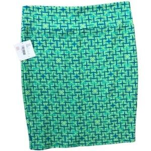 LuLaRoe Cassie skirt stretch 3XL GREEN Blue Pattern print FST